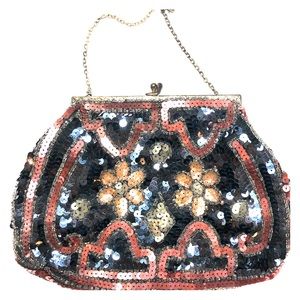 Vintage French Sequin Clutch Purse